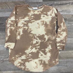 Jax & Lennon Brown and Cream Tie-Dye Long Sleeve Tunic with Pockets 3/4Years